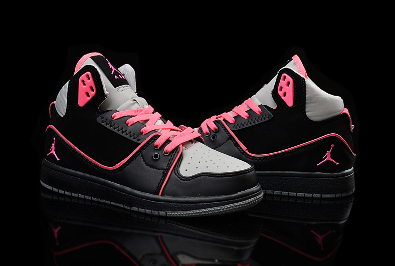 2015 Women Air Jordan 1 Flight 2 Black Grey Red Shoes - Click Image to Close