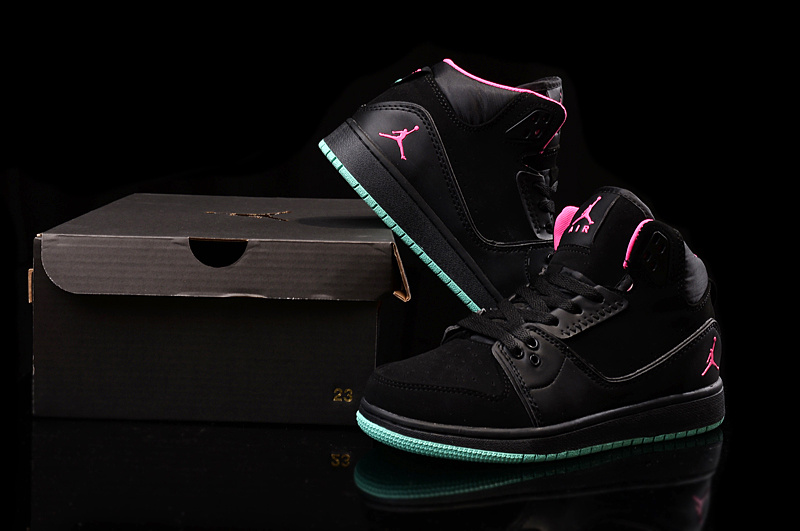 2015 Women Air Jordan 1 Flight 2 Black Pink Green Shoes