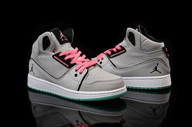 2015 Women Air Jordan 1 Flight 2 Grey Pink Black Shoes