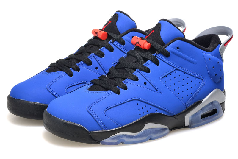 2015 Women Air Jordan 6 Low Blue Black Shoes - Click Image to Close