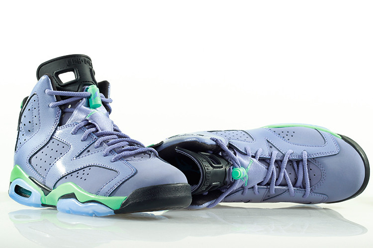 2015 Women Air Jordan 6 Retro Light Purple Green Black Shoes