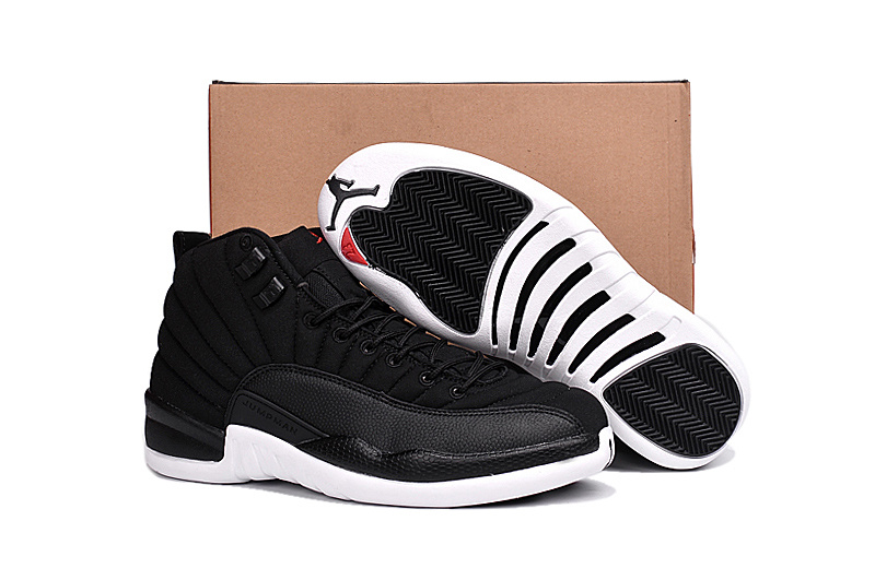 2016 Air Jordan 12 Black Nylon Black White Shoes