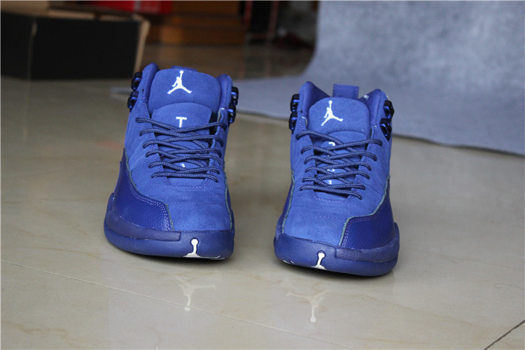 2016 Air Jordan 12 Blue Suede Shoes - Click Image to Close