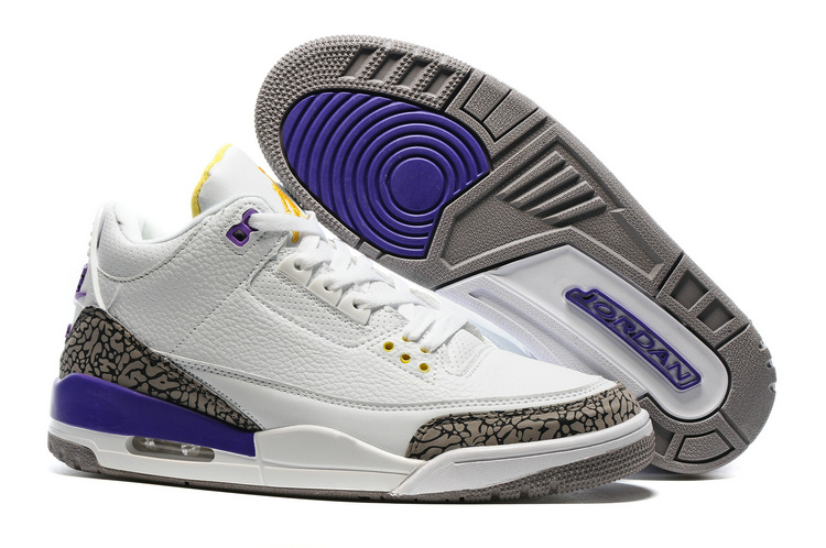 2016 Air Jordan 3 Kobe Edition White Purple Yellow Shoes