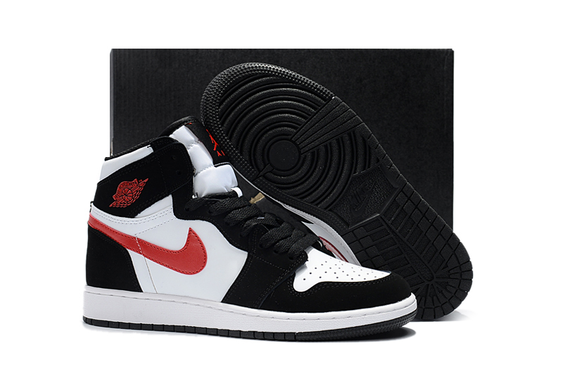 2017 Air Jordan 1 Black White Red Women Shoes