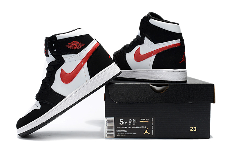 2017 Air Jordan 1 Black White Red Women Shoes