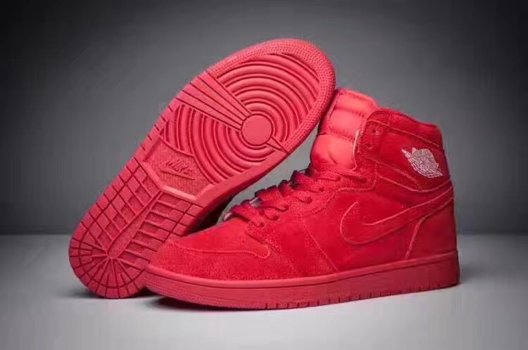 2017 Air Jordan 1 Deer Skin All Red Shoes - Click Image to Close