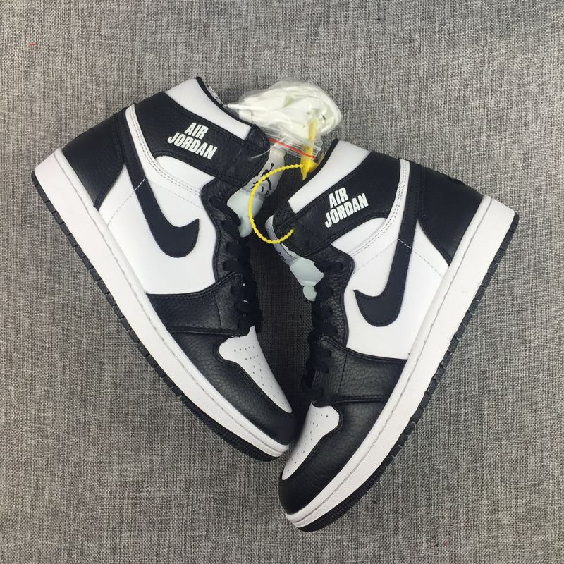 2017 Air Jordan 1 Nike Logo Black White Shoes