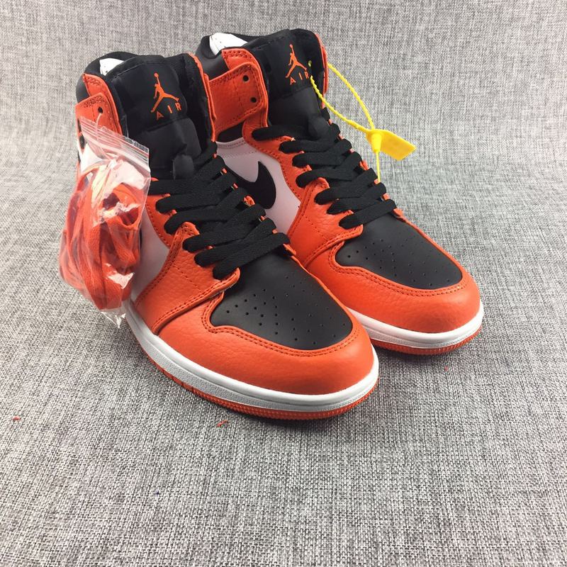 2017 Air Jordan 1 Nike Logo Breast Cancer Orange Black White Shoes - Click Image to Close