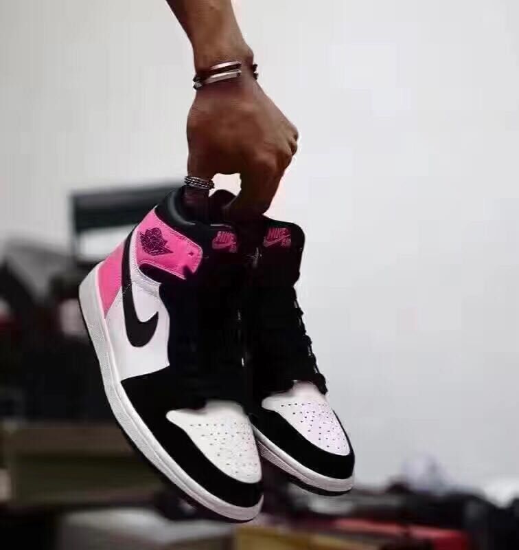 2017 Air Jordan 1 Valentine's Day Black White Pink Shoes