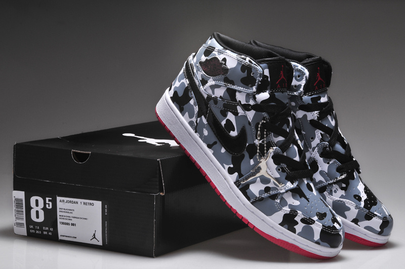 New Arrival Jordan 1 Camouflage White Red Shoes