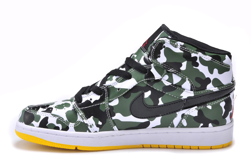 New Arrival Jordan 1 Camouflage White Yellow Shoes