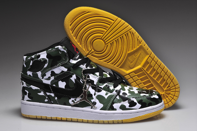 New Arrival Jordan 1 Camouflage White Yellow Shoes - Click Image to Close
