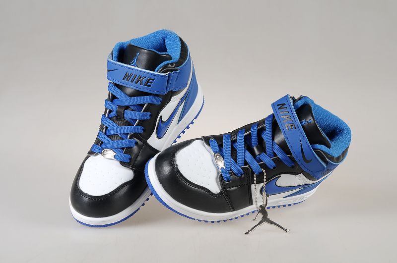 New Arrival Jordan 1 Hardback Black White Blue For Kids