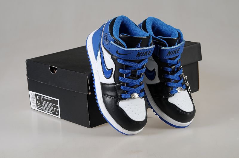 New Arrival Jordan 1 Hardback Black White Blue For Kids