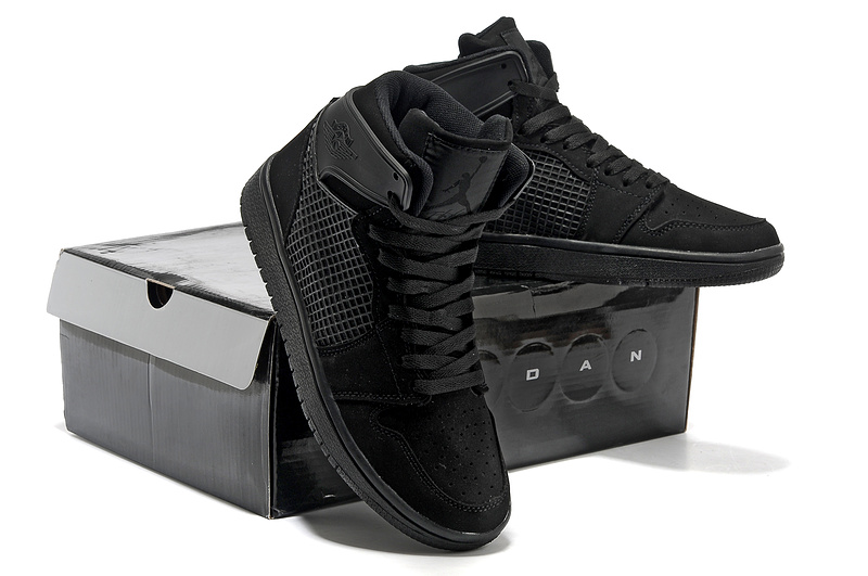 Air Jordan 1 High All Black Shoes - Click Image to Close