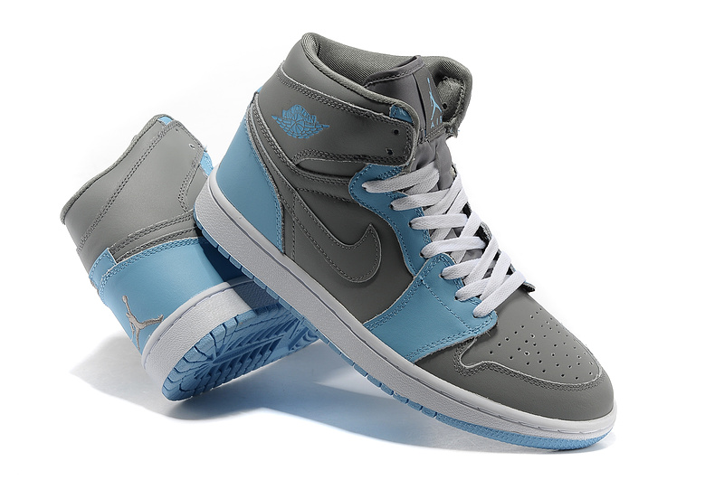 Air Jordan 1 High Grey Blue White Shoes - Click Image to Close