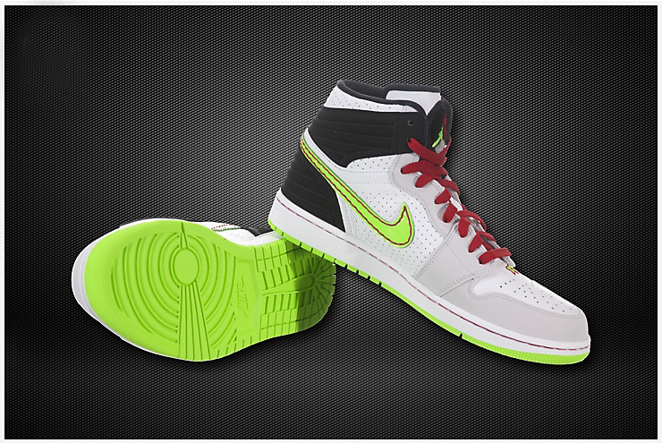 Air Jordan 1 Inserted Air Cushion White Grey Green Shoes - Click Image to Close