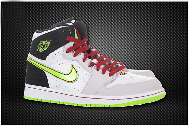 Air Jordan 1 Inserted Air Cushion White Grey Green Shoes