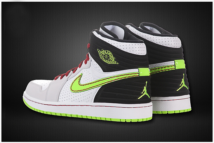 Air Jordan 1 Inserted Air Cushion White Grey Green Shoes - Click Image to Close