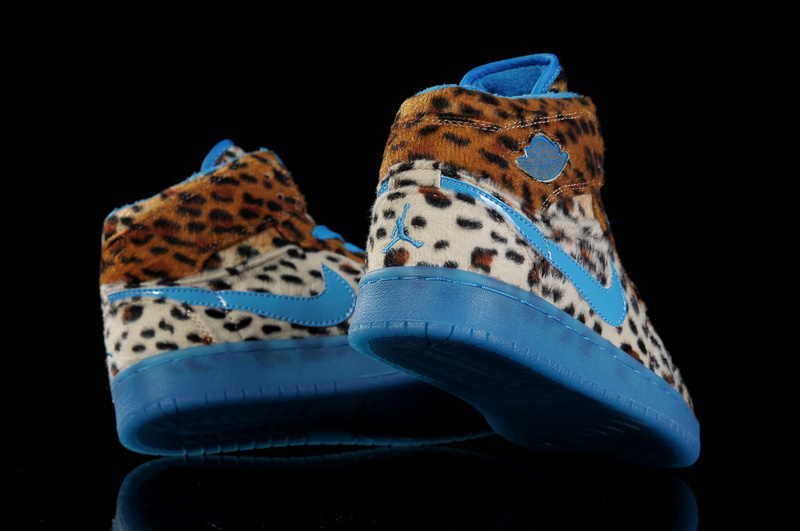 Air Jordan 1 Leopard Blue For Kids - Click Image to Close