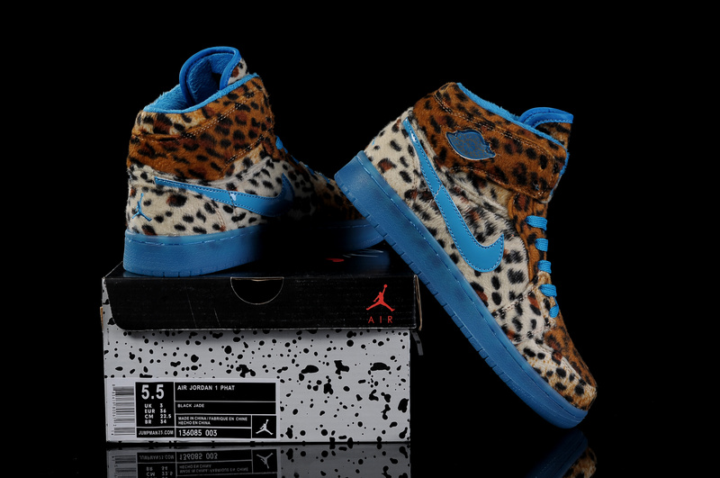 Air Jordan 1 Leopard Blue For Kids - Click Image to Close