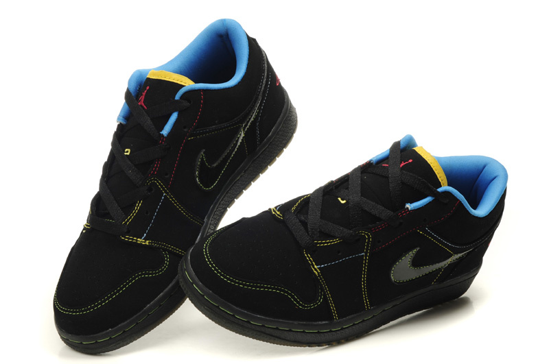 Low Air Jordan 1 Black Blue Shoes - Click Image to Close