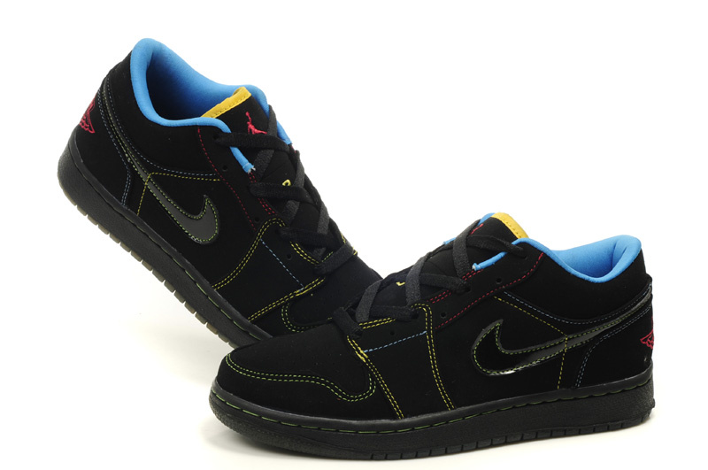 Low Air Jordan 1 Black Blue Shoes - Click Image to Close