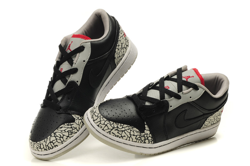 Low Air Jordan 1 Black Grey Cement Shoes