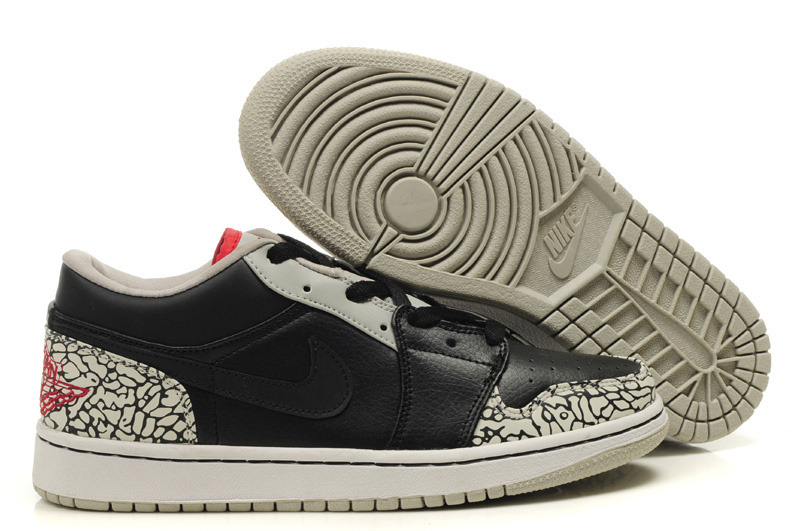 Low Air Jordan 1 Black Grey Cement Shoes