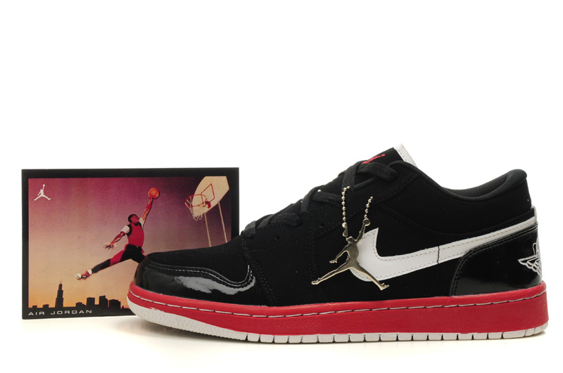 Low Air Jordan 1 Black Red White Shoes