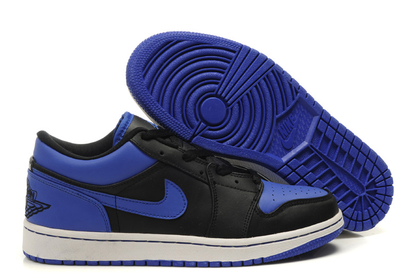 Low Air Jordan 1 Black White Blue Shoes