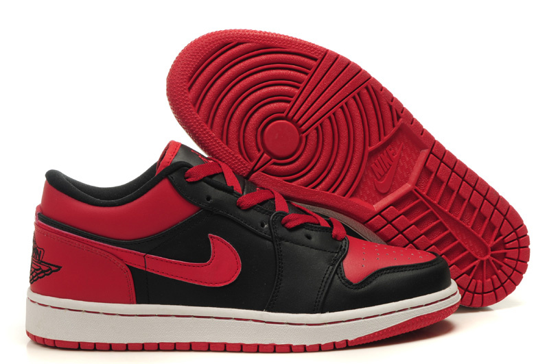 Low Air Jordan 1 Black White Red Shoes - Click Image to Close