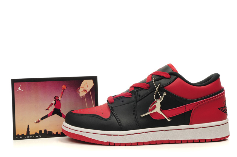 Low Air Jordan 1 Black White Red Shoes - Click Image to Close