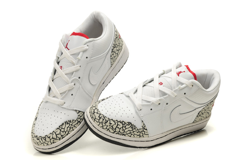 Low Air Jordan 1 White Cement Black Shoes