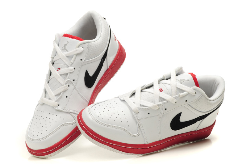 Low Air Jordan 1 White Red Black Shoes