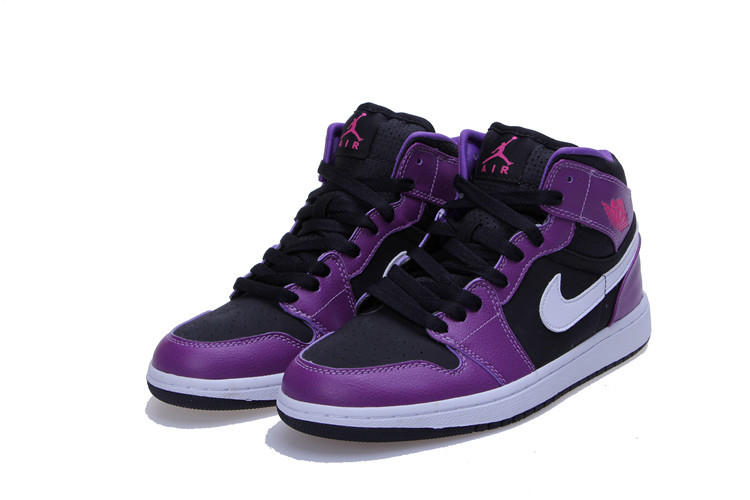 Air Jordan 1 Mid GG Black Purple White Shoes