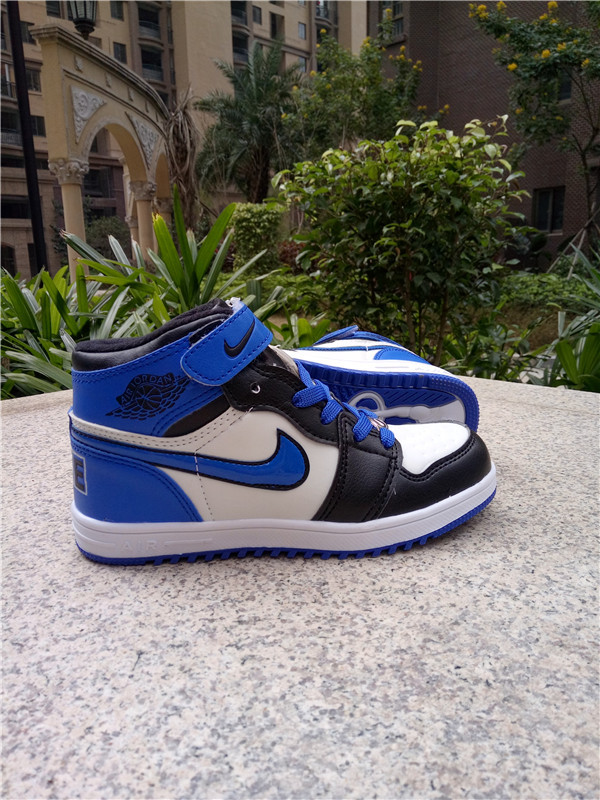 Air Jordan 1 Strap Black Blue White Shoes - Click Image to Close