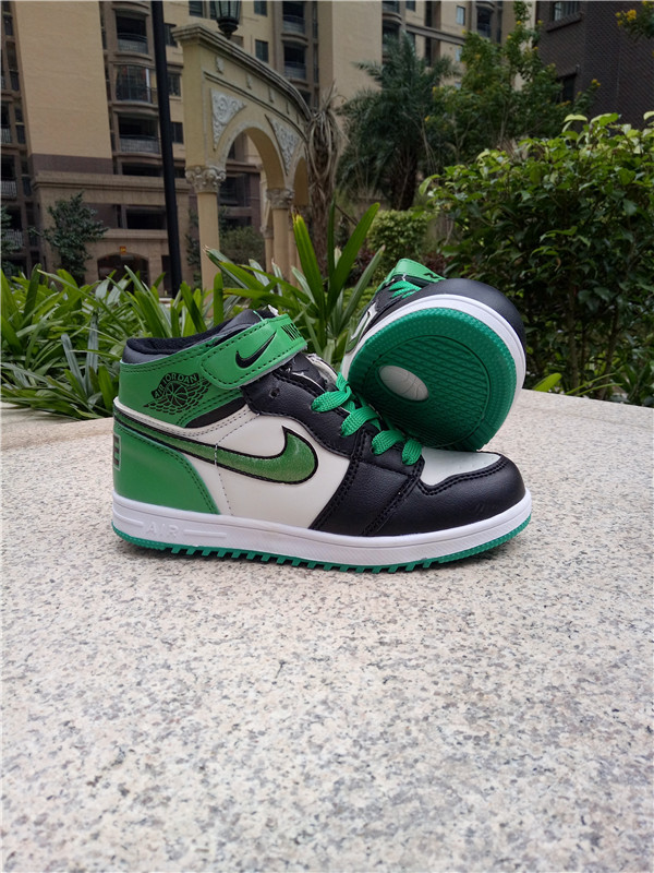 Air Jordan 1 Strap Black Green White Shoes - Click Image to Close