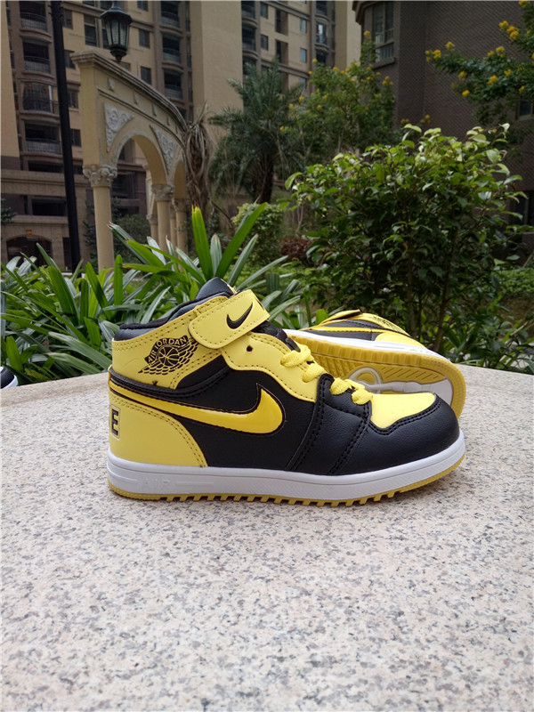 Air Jordan 1 Strap Black Yellow White Shoes - Click Image to Close