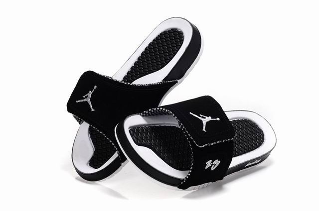 Air Jordan 10 Slipper Black White Logo - Click Image to Close