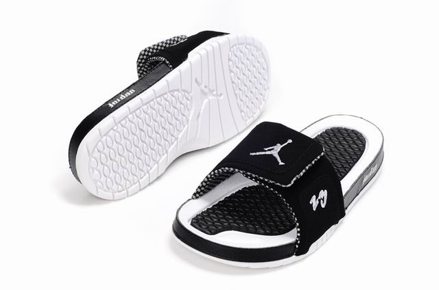 Air Jordan 10 Slipper Black White Logo - Click Image to Close