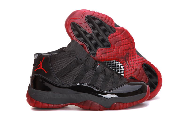 Air Jordan 11 All Black Red Shoes