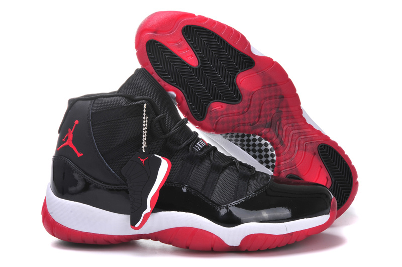 New Arrival Jordan 11 Black White Red With Built in New Arrival Cushion