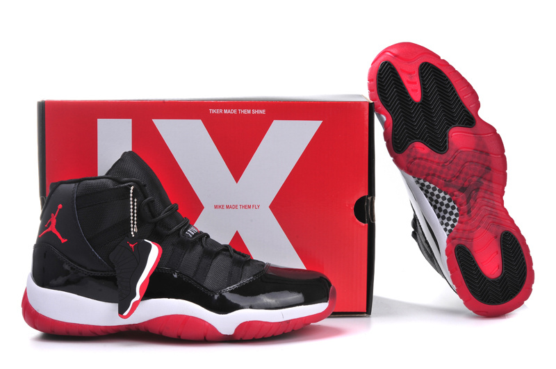 New Arrival Jordan 11 Black White Red With Built in New Arrival Cushion