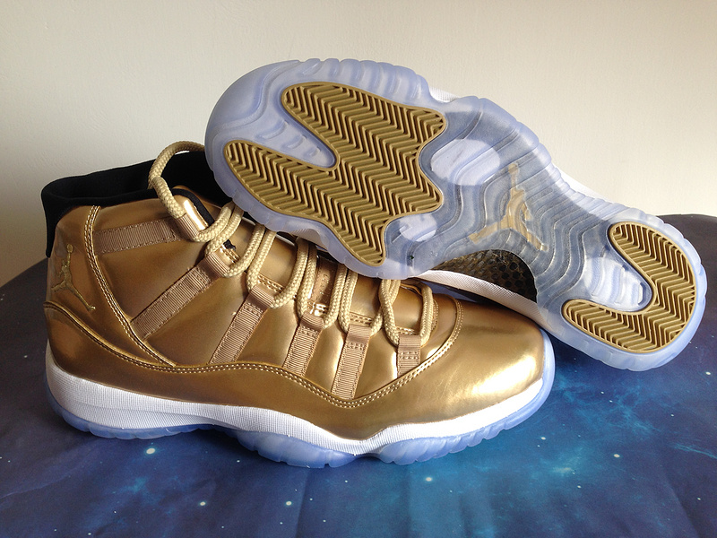 Original Air Jordan 11 Retro All Gold White Shoes