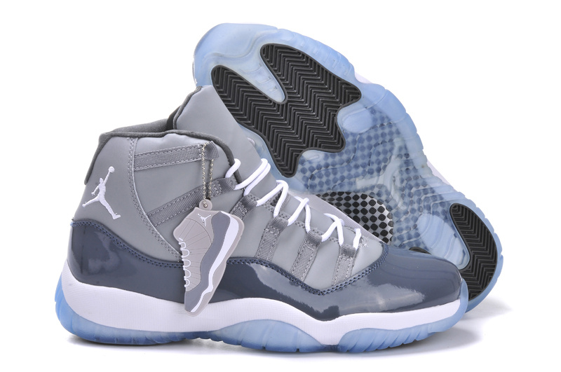 New Arrival Jordan 11 Grey White Shoes With Built in New Arrival Cushion - Click Image to Close