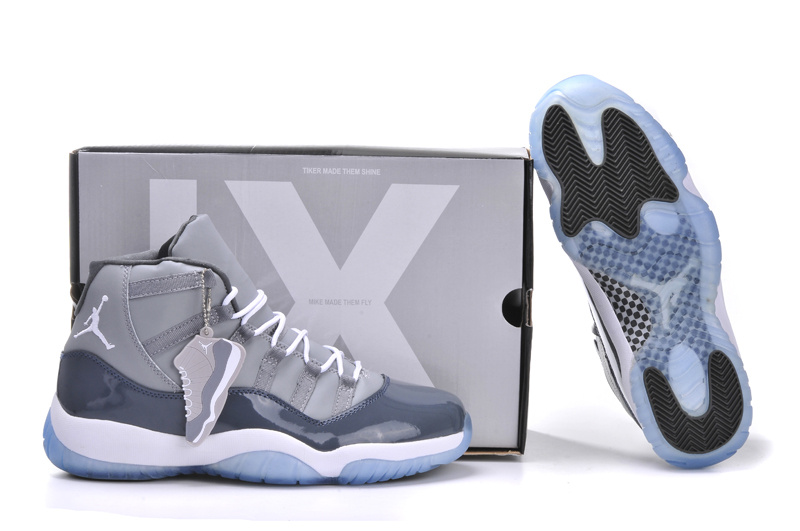 New Arrival Jordan 11 Grey White Shoes With Built in New Arrival Cushion - Click Image to Close