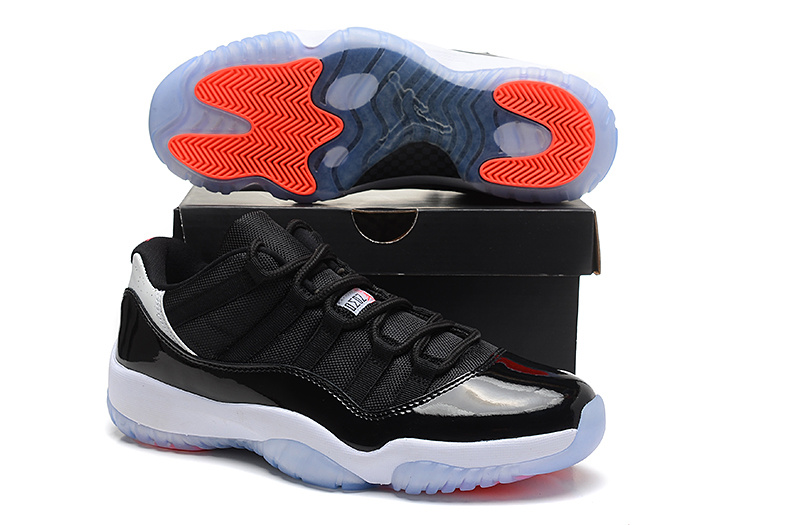 Air Jordan 11 Low Black White Orange Sole Shoes - Click Image to Close