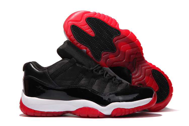 Air Jordan 11 Low Black White Red Shoes - Click Image to Close